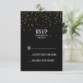 Gold Confetti op Black Bachelorette Party RSVP (Staand voorkant)