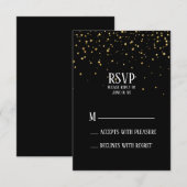 Gold Confetti op Black Bachelorette Party RSVP (Voorkant / Achterkant)