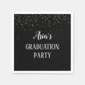 Gold Confetti op Black Graduation Party Napkins Servet (Voorkant)