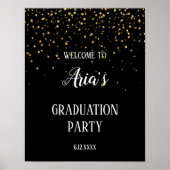 Gold Confetti op Black Graduparty Welcome Poster (Voorkant)