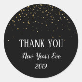 Gold Confetti op Black New Year Ronde Sticker (Voorkant)