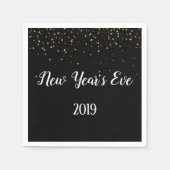 Gold Confetti op Black New Years Eve Party Napkins Servet (Voorkant)