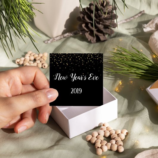 Gold Confetti op Black New Years Eve Party Napkins Servet