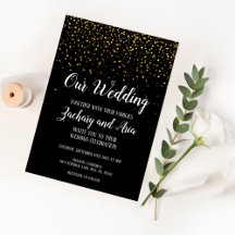 Gold Confetti op Black Our Wedding