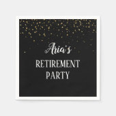 Gold Confetti op Black Retirement Party Napkins Servet (Voorkant)