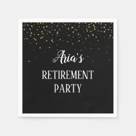 Gold Confetti op Black Retirement Party Napkins Servet