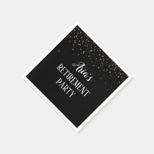 Gold Confetti op Black Retirement Party Napkins Servet (Hoek)