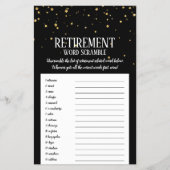 Gold Confetti op Black Retirement Word Scramble Flyer (Voorkant)