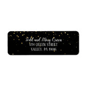 Gold Confetti op Black Return Address Labels (Voorkant)