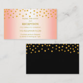 Gold Confetti op Black & Roos Gold Wedding Informatiekaartje (Voorkant / Achterkant)