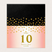 Gold Confetti op Black & Roos Gold Wedding Kaart (Buitenkant ongevouwen)