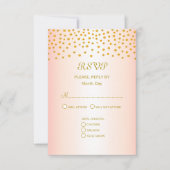 Gold Confetti op Black & Roos Gold Wedding RSVP Kaartje (Voorkant)