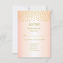 Gold Confetti op Black & Roos Gold Wedding RSVP Kaartje