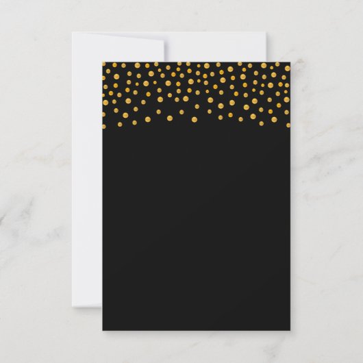 Gold Confetti op Black & Roos Gold Wedding RSVP Kaartje (Achterkant)