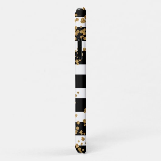 Gold Confetti op Black Stripe Pattern Case-Mate iPhone Case (Achterkant/rechts)