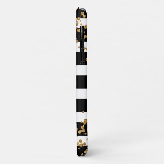Gold Confetti op Black Stripe Pattern Case-Mate iPhone Case (Achterkant/links)