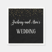 Gold Confetti op Black Wedding Napkins Servet (Voorkant)