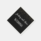 Gold Confetti op Black Wedding Napkins Servet (Hoek)