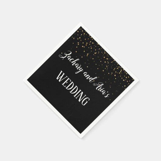 Gold Confetti op Black Wedding Napkins Servet (Hoek)