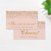 Gold Confetti op Blush Wedding Drink Tickets Visitekaartjes (Bureau)
