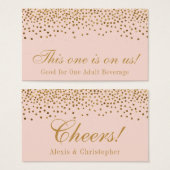 Gold Confetti op Blush Wedding Drink Tickets Visitekaartjes (Voorkant /achterkant)