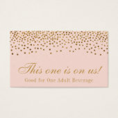 Gold Confetti op Blush Wedding Drink Tickets Visitekaartjes (Voorkant)