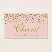 Gold Confetti op Blush Wedding Drink Tickets Visitekaartjes (Achterkant)