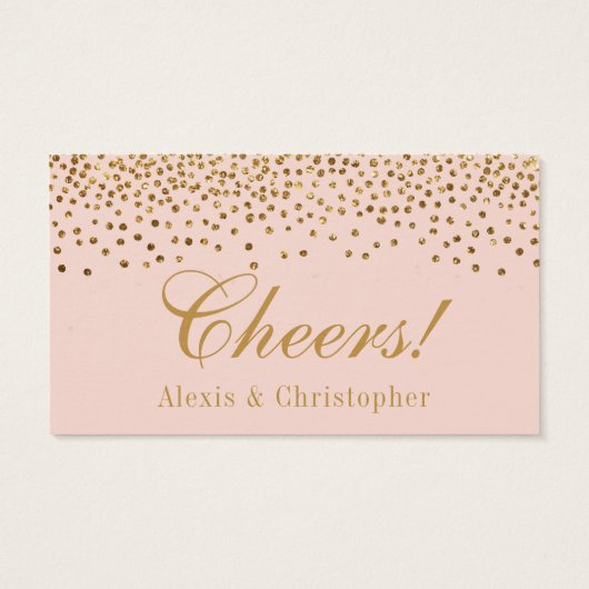 Gold Confetti op Blush Wedding Drink Tickets Visitekaartjes (Achterkant)