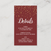 Gold-Confetti op Burgundy-kaart met details Informatiekaartje (Voorkant)