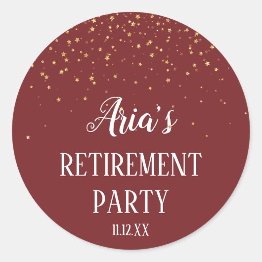 Gold Confetti op de Burgundy Envelope Seal Ronde Sticker (Voorkant)