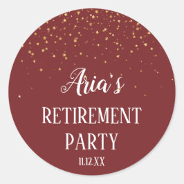 Gold Confetti op de Burgundy Envelope Seal Ronde Sticker