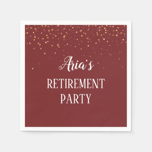 Gold Confetti op de Burgundy Party Napkins Servet (Voorkant)