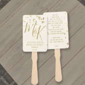 Gold Confetti op Ecru Wedding Program Hand Fans Handwaaier