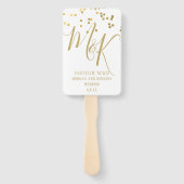 Gold Confetti op Ecru Wedding Program Hand Fans Handwaaier (Voorkant)