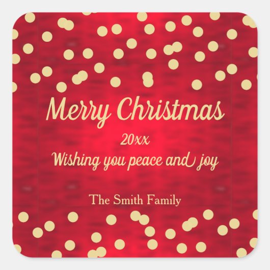 Gold Confetti op het rode kerstpatroon Vierkante Sticker (Voorkant)