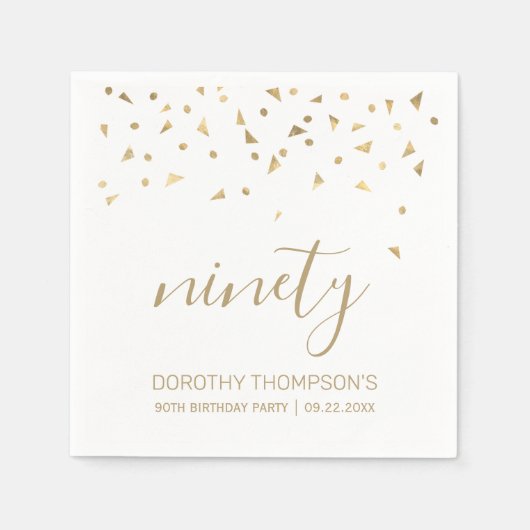 Gold Confetti op maat 90e verjaardag Servet (Voorkant)