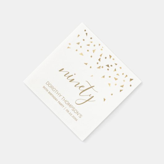 Gold Confetti op maat 90e verjaardag Servet (Hoek)