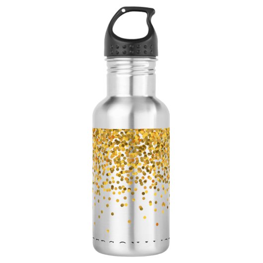 Gold Confetti op maat Waterfles (Voorkant)