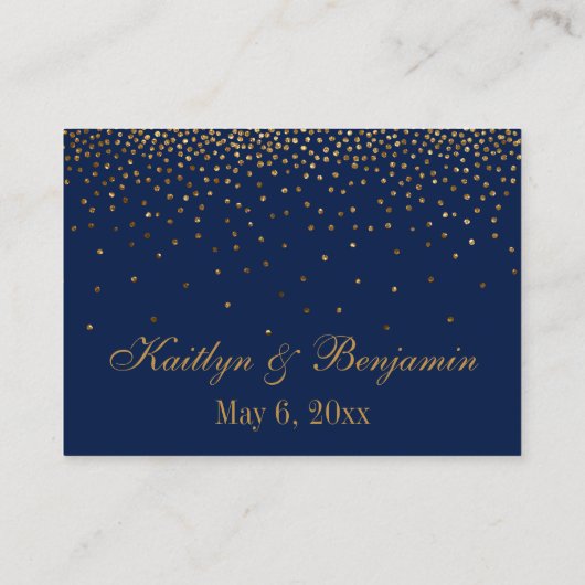 Gold Confetti op marinevrouwkaarten Informatiekaartje (Achterkant)