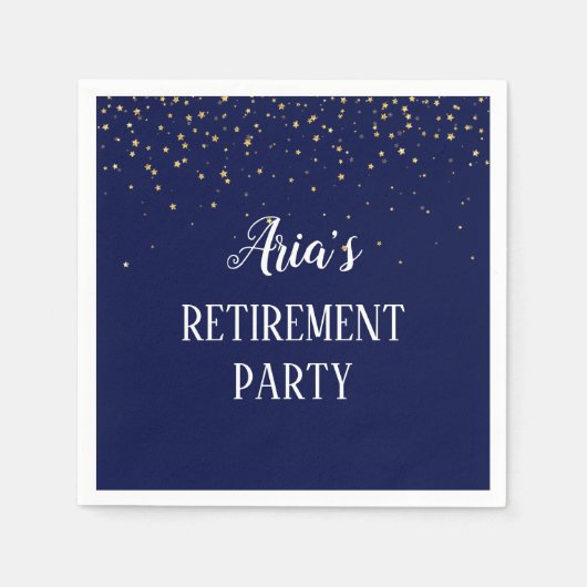 Gold Confetti op Navy Blue Party Napkins Servet (Voorkant)