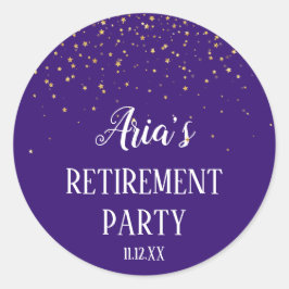 Gold Confetti op Paarse envelop Ronde Sticker