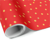 Gold Confetti op rood Cadeaupapier (Rol Hoek)