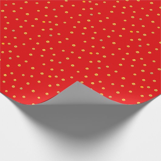 Gold Confetti op rood Cadeaupapier (Hoek)