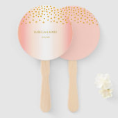 Gold Confetti op Roos Gold Handwaaier (Voorkant en achterkant)