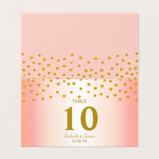 Gold Confetti op Roos Gold Wedding Kaart (Buitenkant ongevouwen)