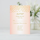 Gold Confetti op Roos Gold Wedding RSVP Kaartje (Staand voorkant)