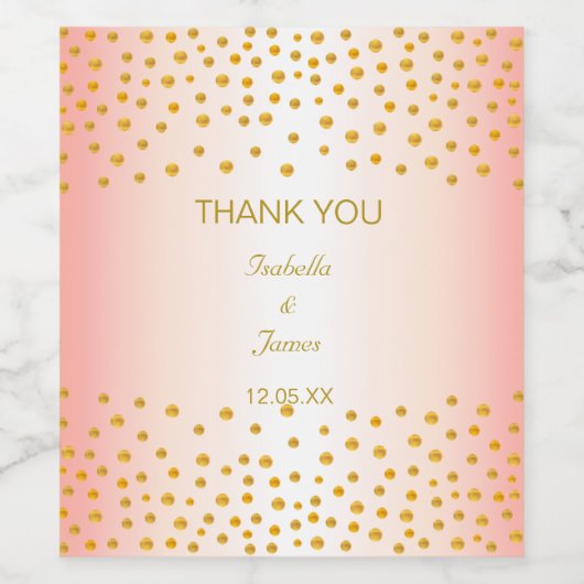 Gold Confetti op Roos Gold Wijn Etiket (Enkel label)