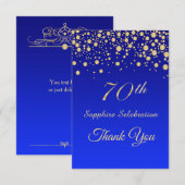 Gold confetti op Sapphire blue Birthday Dank u Bedankkaart (Voorkant / Achterkant)