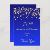 Gold confetti op Sapphire blue Birthday Dank u Bedankkaart (Voorkant / Achterkant)