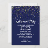 Gold Confetti op uitnodiging van Navy Blue Retirem (Voorkant)